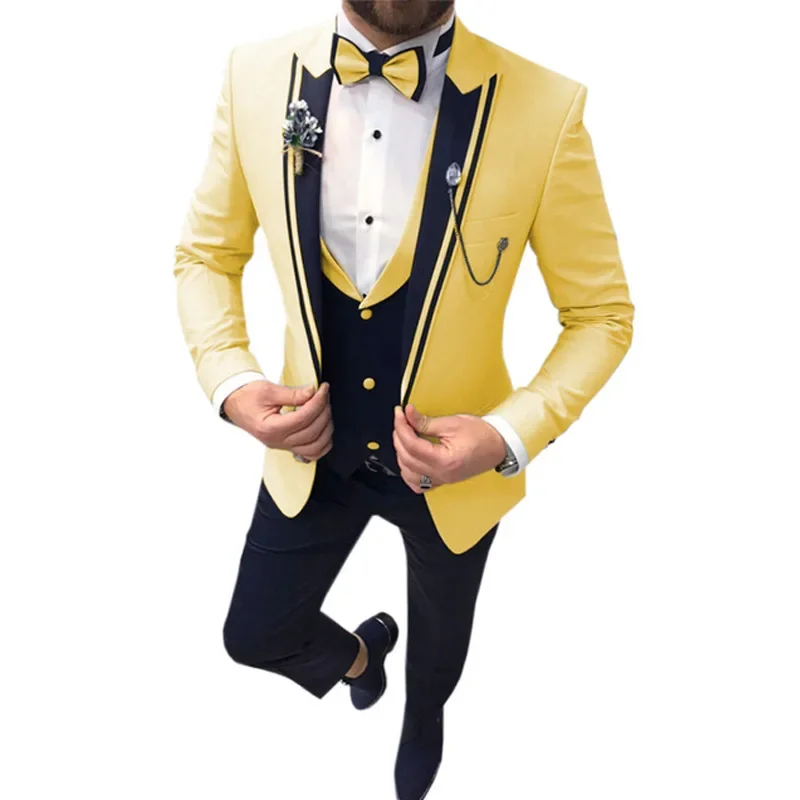 

2023 Lapel The Groom's Best Man Suit Three-piece Cultivate One's Morality Dress Suit Europe and The United States Big Yards Men