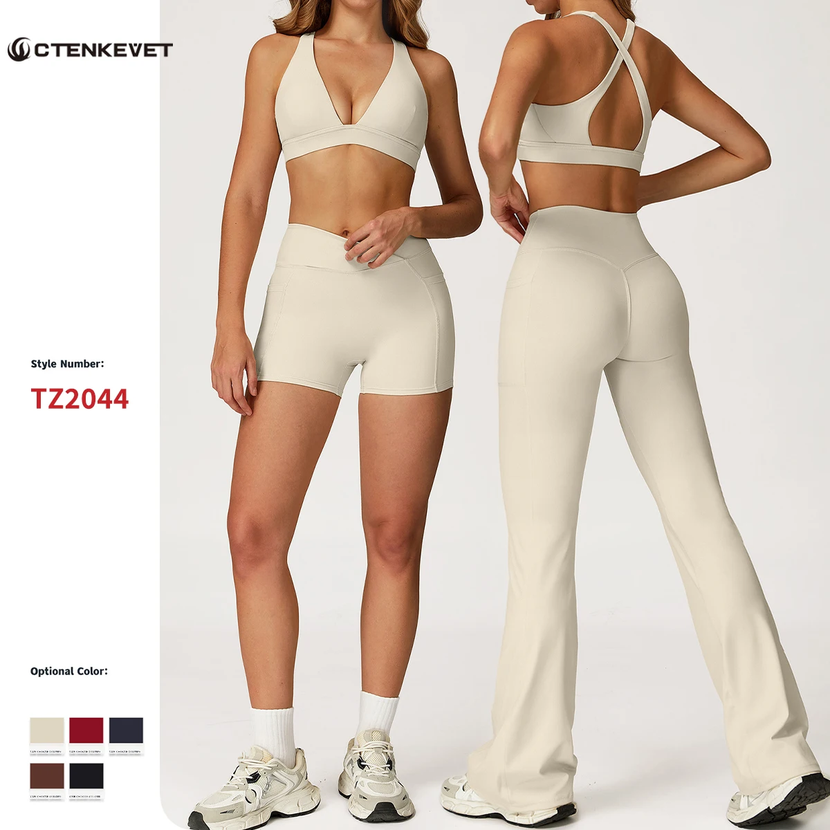

Ctenkevet 2Pcs Women's Gym Quick-Dry Sports Set V-Shaped Bra Yoga Clothes Suit Woman Two-Piece Sleeveless Sport Outfit Female