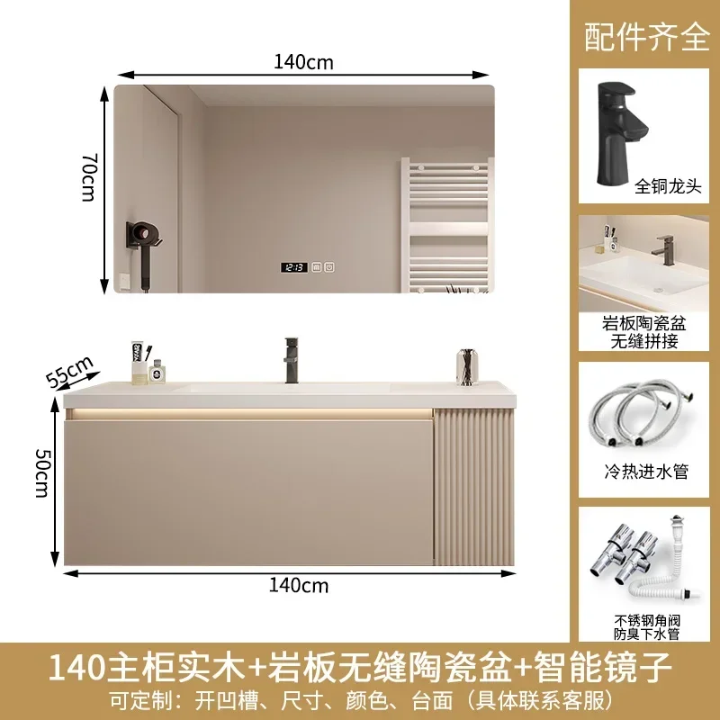 Bathroom Cabinet Combination  Stone Plate Seamless Ceramic Bathroom Simple Wash Face Handheld Transceiver Pool Basin