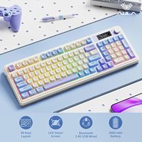 AULA S99 Pro Membrane Gaming Keyboard Tri-Mode Bluetooth/2.4G/USB-C With Media Knob Custom LED Smart Screen RGB 99 Keys Keyboard