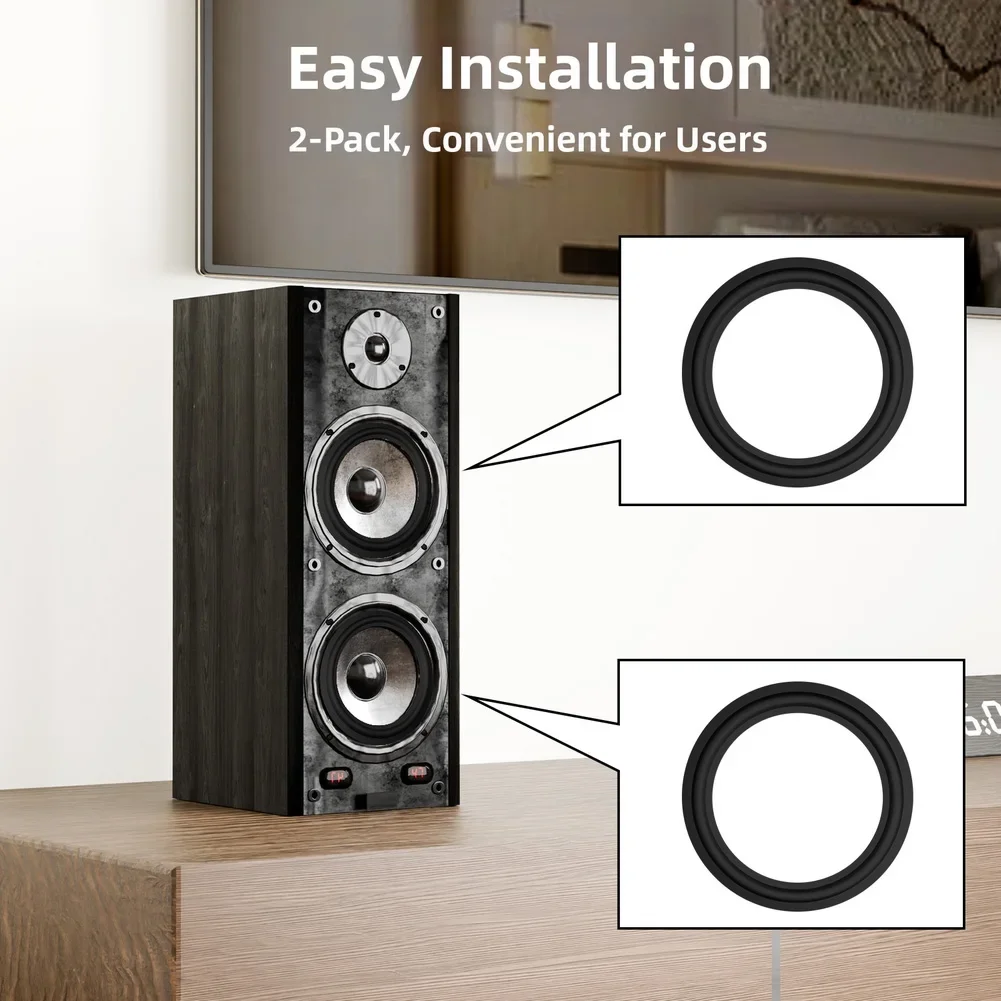 2pcs 10 Inches Rubber Speaker Edge Rings Round Soundproof Rim Strip DIY Replacement For Speaker Enclosure Repair Accessories