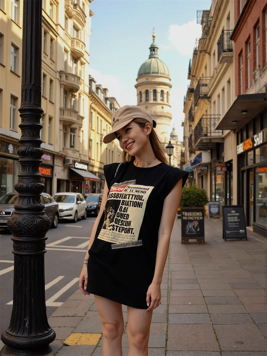 Women'S Dress Harajuku Trend Black Appliques Smocking Shirring Bows Hand-Pleated Ruffles Gathered Fluffy Puff Sleeve Waistband