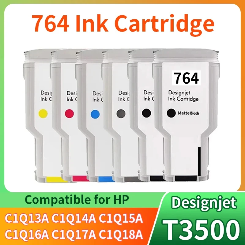 300ML C1Q13A C1Q14A C1Q15A C1Q16A C1Q17A C1Q18A Ink Cartridge With Full Ink compatible For HP764 For HP Designjet T3500 Printer