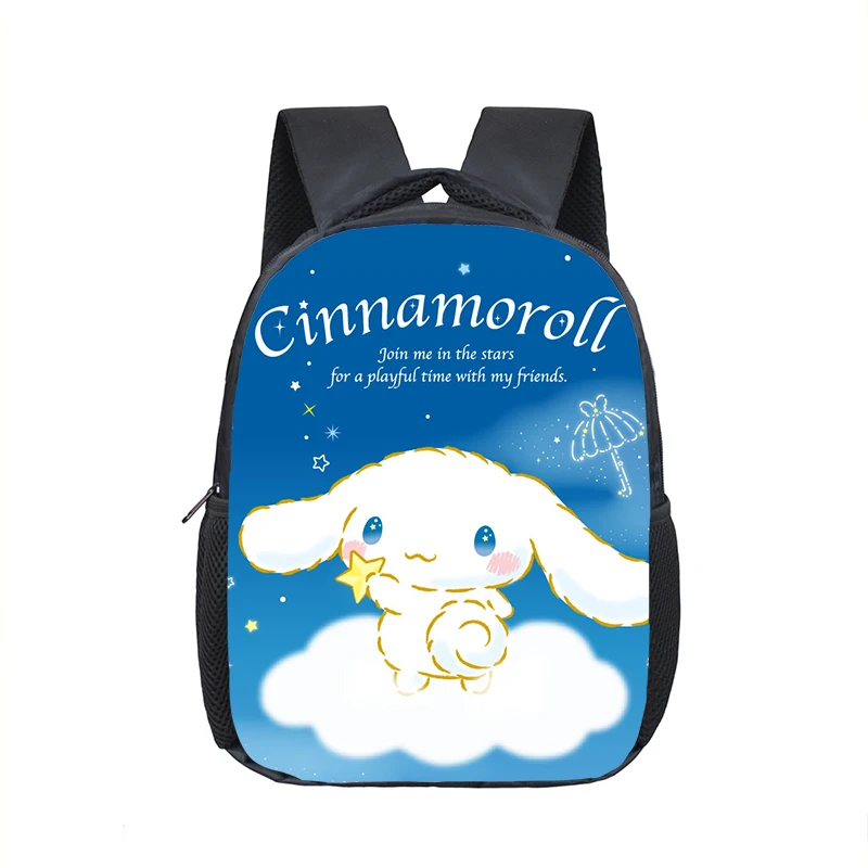 Sanrio Cinnamoroll Jardim de Infância Mochila, sacos escolares dos desenhos animados infantis, Baby Toddler Bag, mochila pequena, Bookbag, 12"