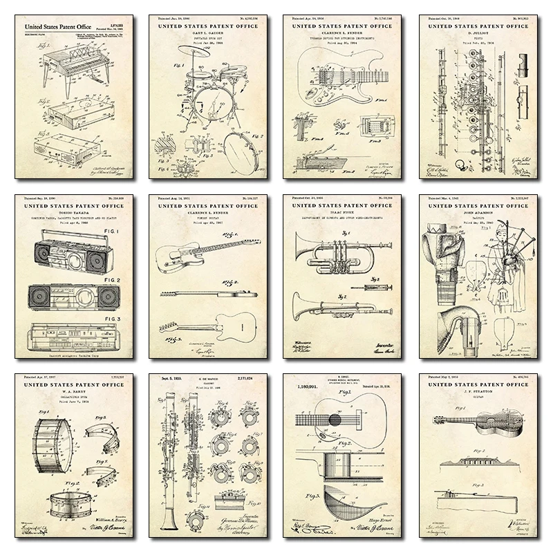 Musical Instrument Image - Patent Vintage Musical Instrument Acoustic Guitar