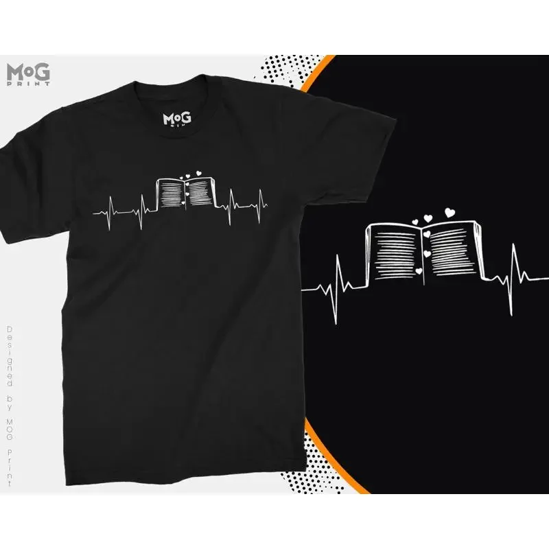 Book Lover T-shirt Funny Heart Pulse Reading Librarian Tee Gift for Reader Books