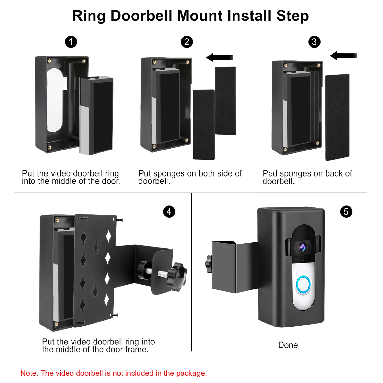 Anti-Theft Doorbell Mount Video Doorbell Mount Easy Installation No Drill Compatible with Blink Video Doorbell 2021/Ring