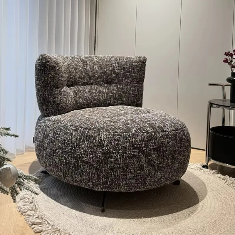 Modern Leisure Style Round Sherpa Velvet Swivel Chair Low Backrest Rocking Chair for Nordic Hotel Living Room Bedroom