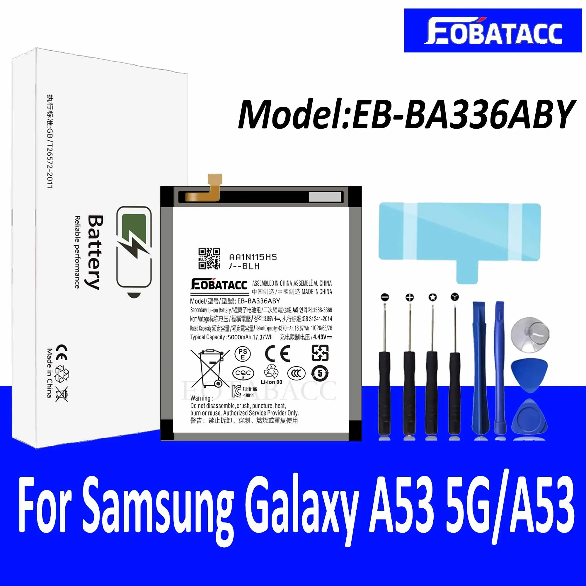 

EOTABACC 100% New Original Battery EB-BA336ABY For Samsung Galaxy A53 5G/A53 Battery +Tools