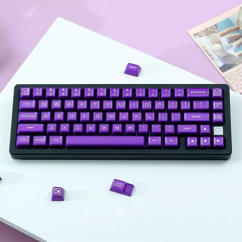 1 Set QX Klein Blue Cyan Jade Purple Green Black Keycaps PBT Double Shot Key Caps QXA Cherry Profile Semi Translucent Keycap