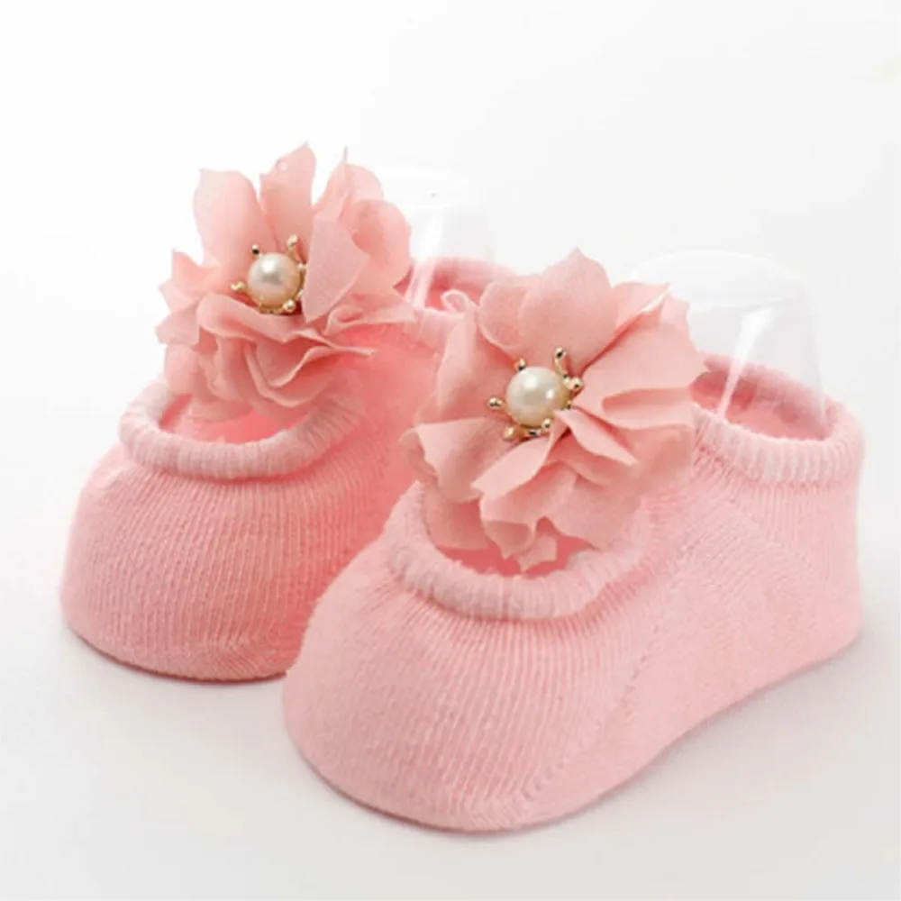 

3 pairs of lace bowknot baby socks newborn thin cotton filled afterward.not lonely boat socks infants baby socks floor non-slip