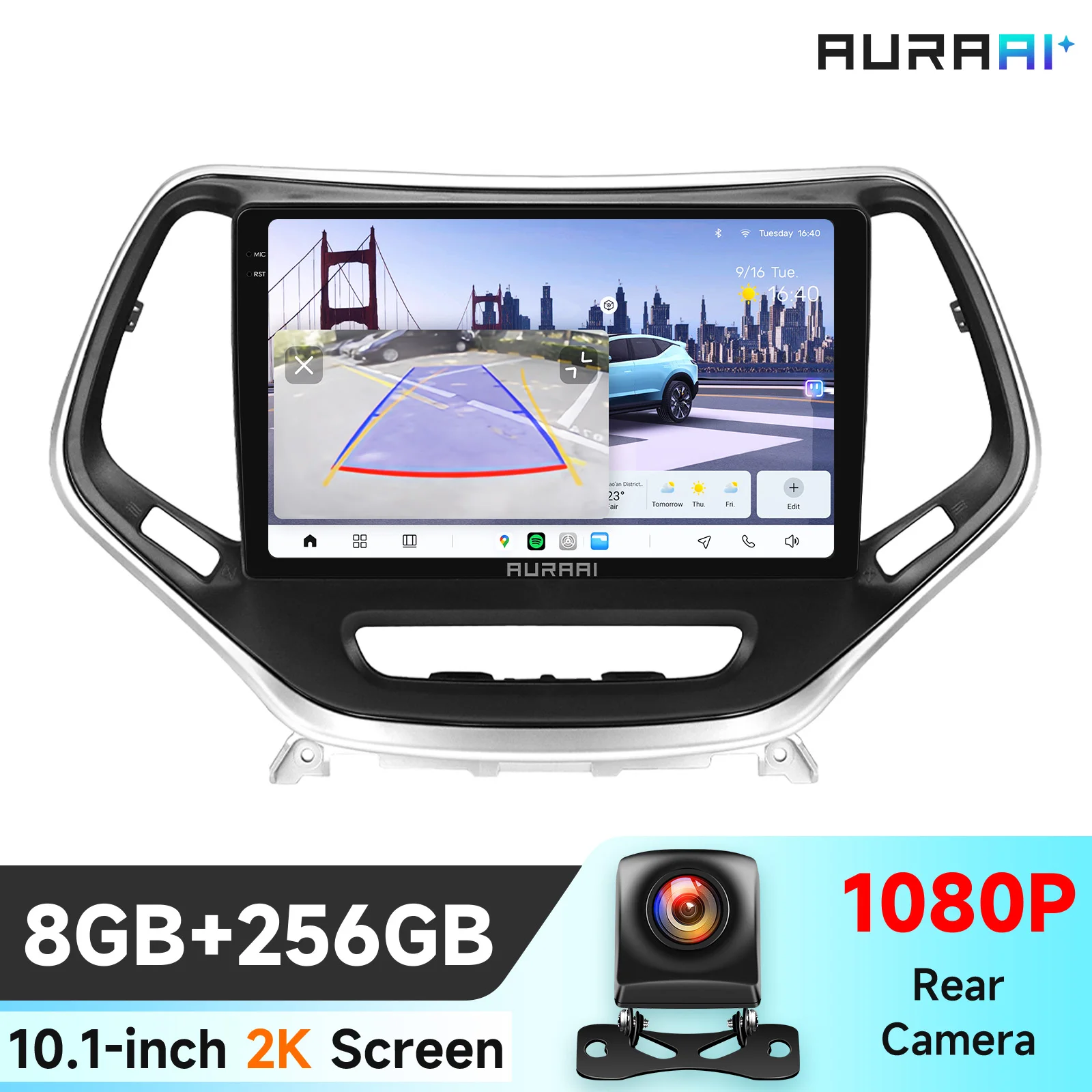 AURA AI X100 7870 with Tesla Style ADAS 360° Camera Car Multimedia Player for Jeep Cherokee 2013-2018 Carplay Android Auto GPS