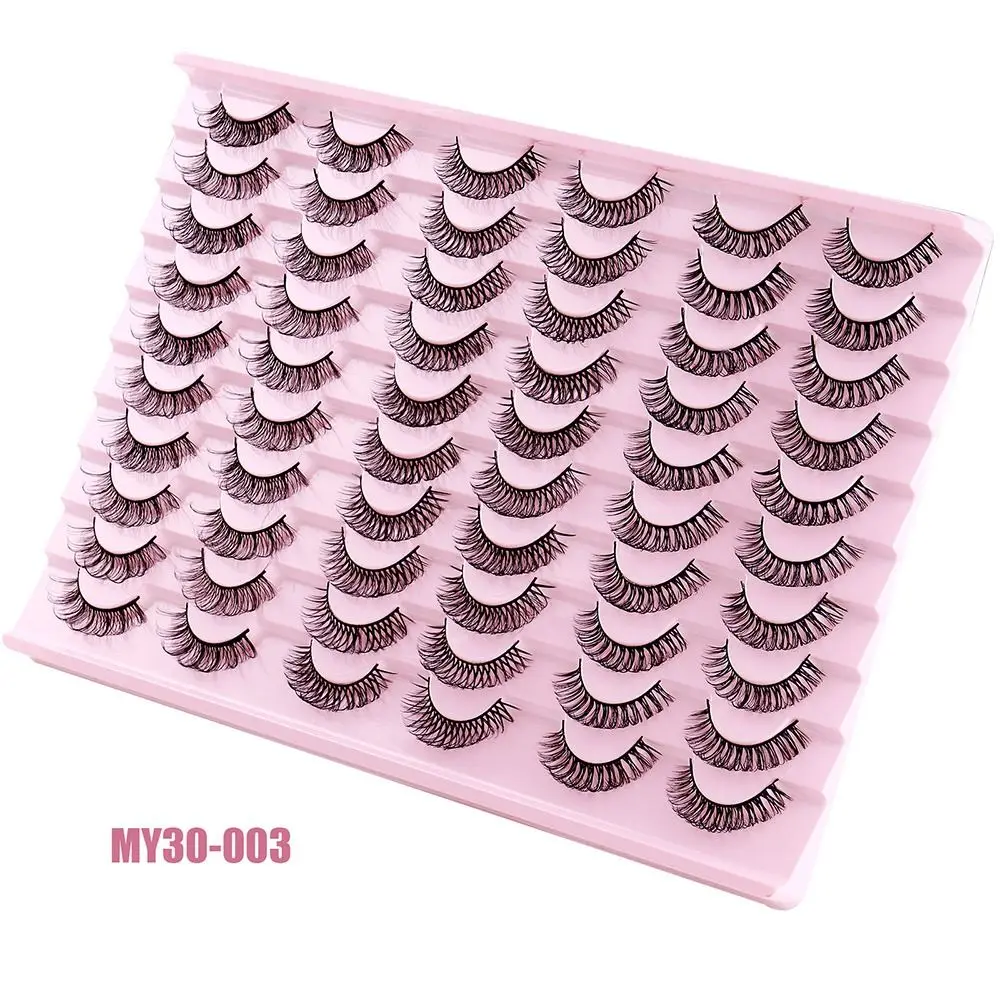 30 Pairs Crisscross Natural Long Fluffy Multilayers Eye Lash Extension Russian False Eyelashes Faux Mink Hair Shiny eyelashes
