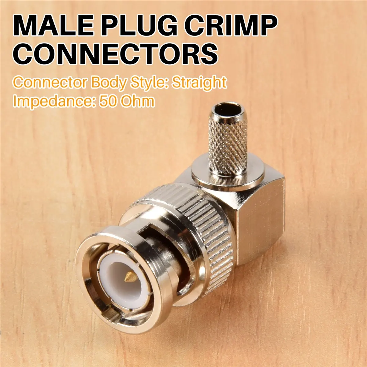 ●BNC Male Plug Right Angle Crimp for RG58 RG400 RFC195 RF Coax Adapter connector,silver-ABFB