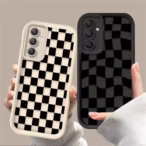 Black and White Checkered Case For Samsung Galaxy A54 A05 A05S A34 A24 A14 A53 A33 A23 A13 A52 A52S A32 A22 A12 A71 A51 A31 A50