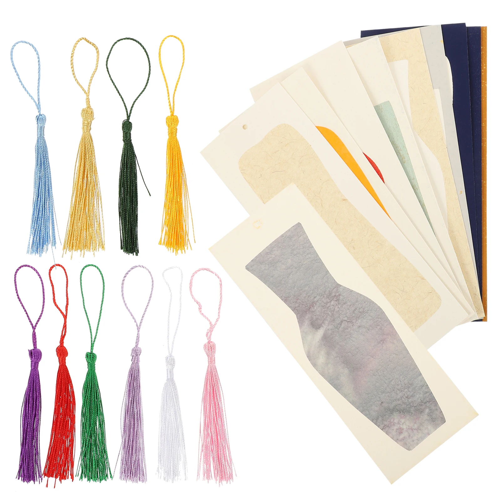 

10 set 10 Sets Chinese Style Blank Paper Bookmarks for Reading Page Marker Tassel Bookmarks Gift Tags Crafts Decorations
