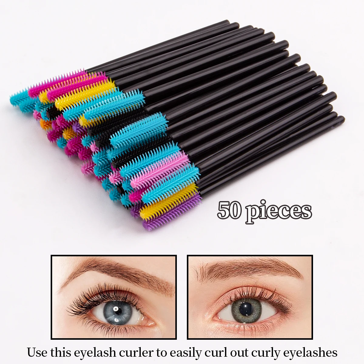 Colorful silicone mascara brush Mini multi-function eyebrow comb Spiral mascara roll eye black brush