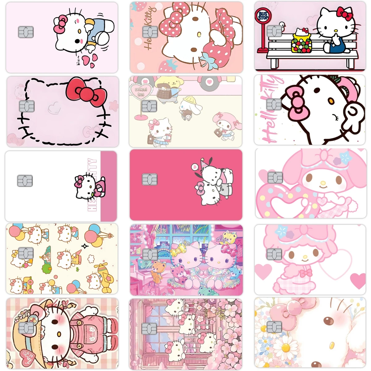 

Pochacco My Melody Credit Debit Card Cartoon Laser Shinny Film Skin Cover Stickers for Small Big No Chip Decal Girls Decor Toys