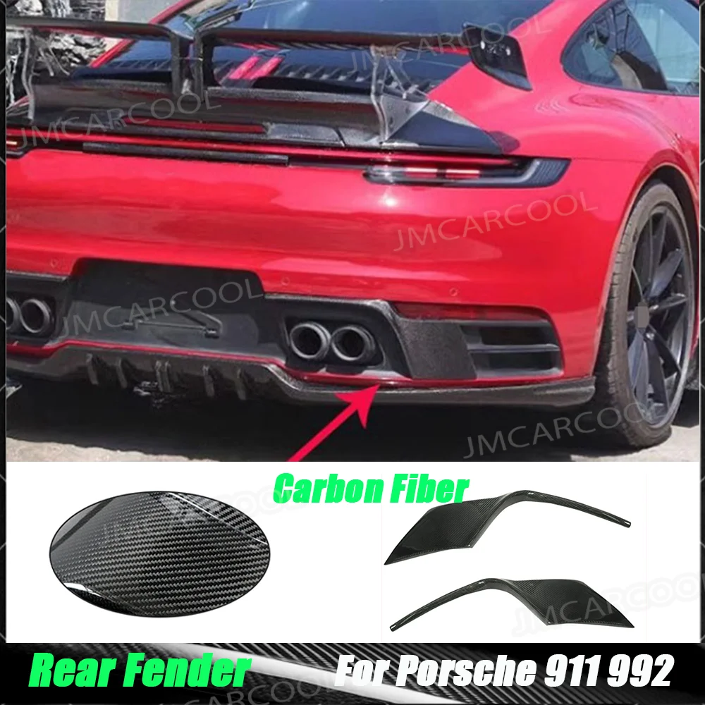 

For Porsche 911 992 2019+ Carbon Fiber Rear Bumper Side Spoiler Cover Car Boot Exhaust Guard Plate Splitter Accessories