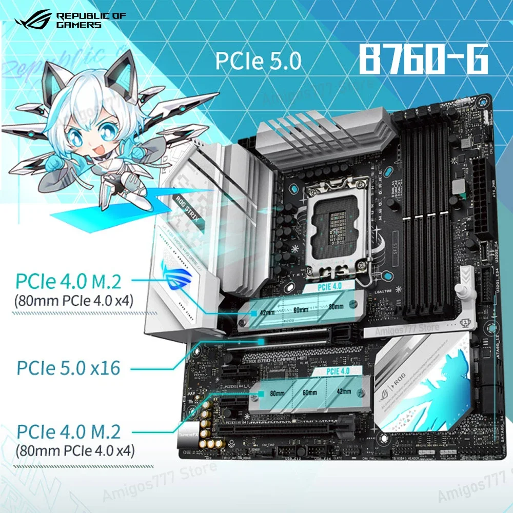Asus ROG STRIX B760-G ゲーム WIFI DDR5 ホワイトマザーボード