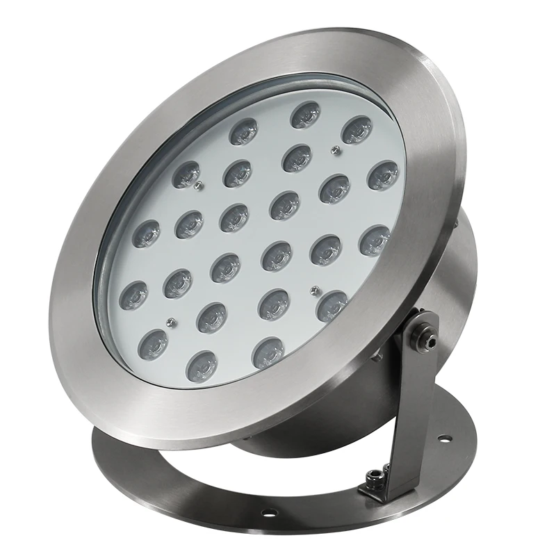 24V RGB IP68 Waterproof LED Underwater Light 24 LEDs Stainless Steel Pool Lights For Landscape Fountain Waterfall Light