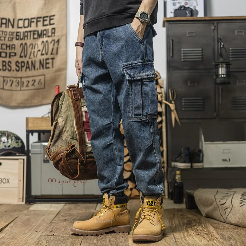 Thickened Wear-resistant Pure Cotton Work Jeans Spring Autumn Winter Men's Anti-Scalding Labor Protection Loose Fit Trousers