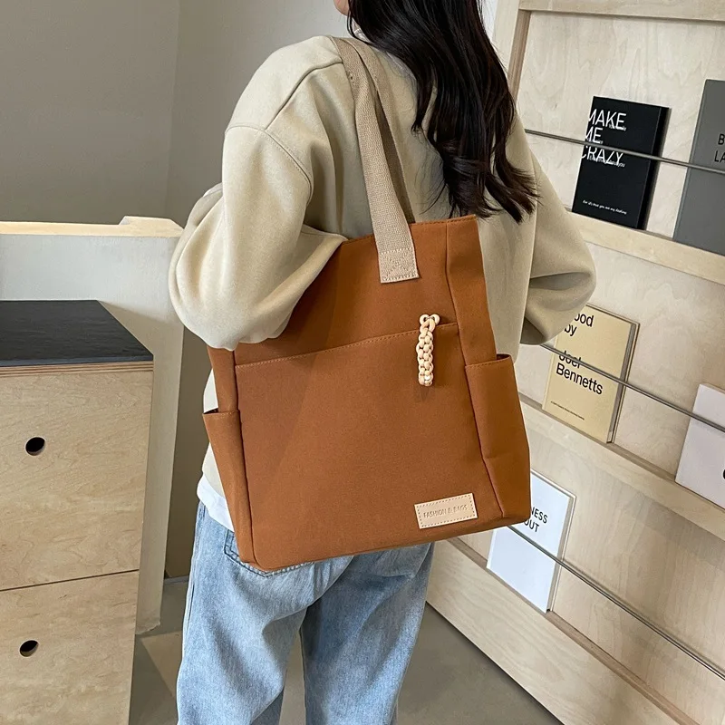 

Large Capacity Lightweight Canvas Bag New Waterproof Solid Color Tote Bags Canvas Handbag Shoulder Bag for Work School Travel