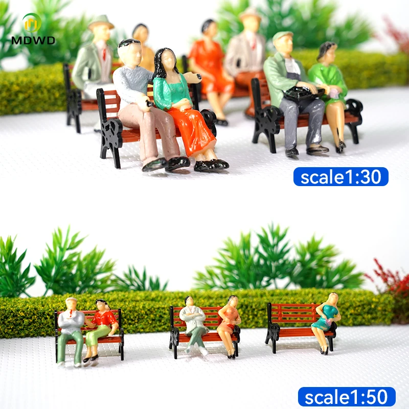 30-150 Scala in miniatura Persone ABS Seduta Seduta Dipinta Figure Layout del treno ferroviario Layout dell'edificio di architettura per Diorama