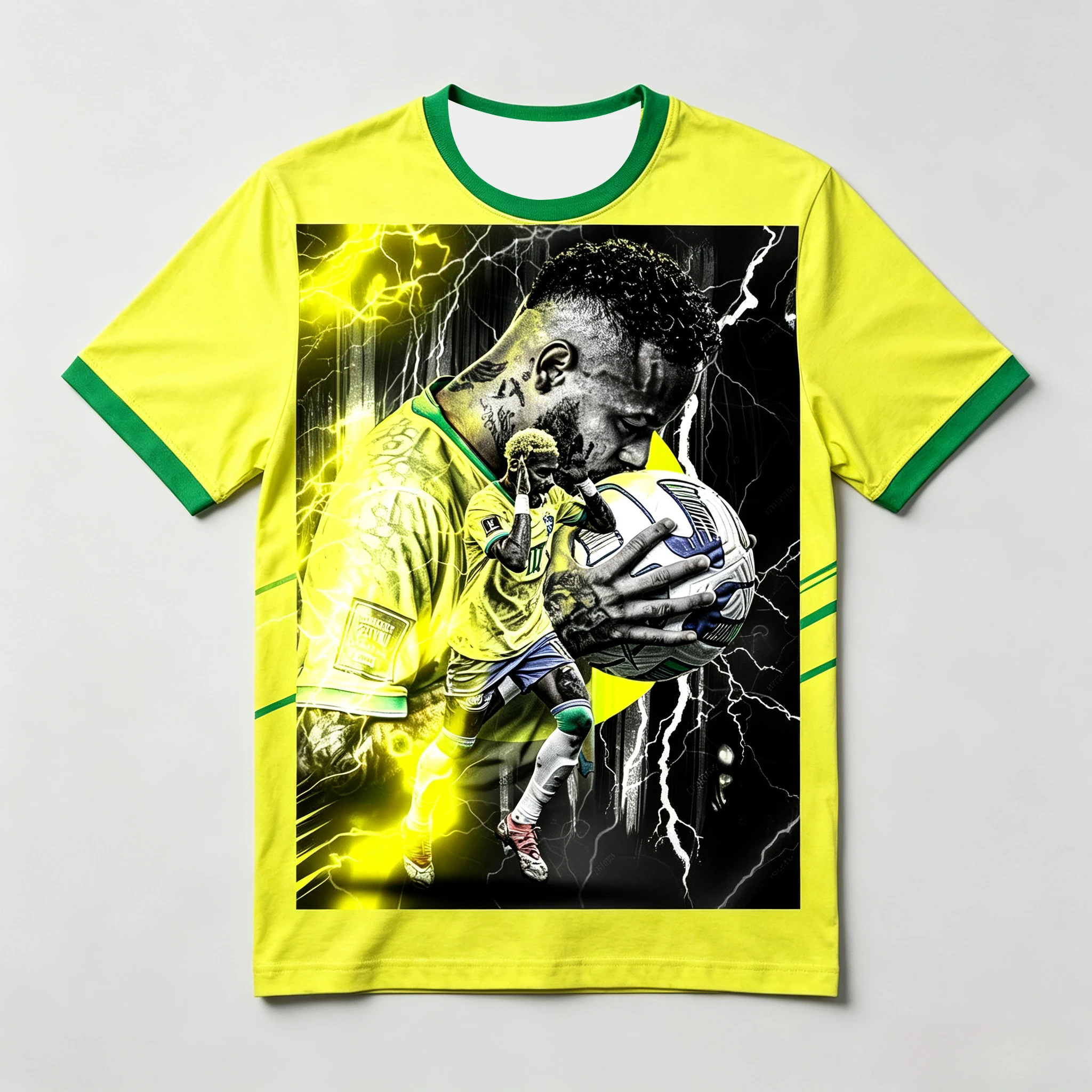 3D Printing Brazilian Football Training T-Shirt - Breathable and Wicking Sweat Absorbent - Neymar - Family Clothing Set