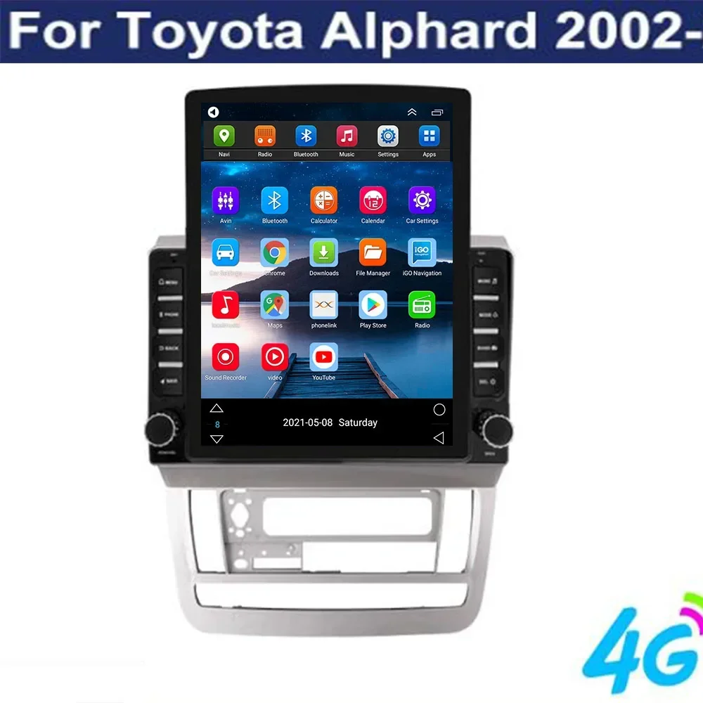 Android 14.0 RAM 8GB+256GB 2 Din Car Radio multimedia Video player GPS Navigation For Toyota Alphard 2002 2003 2004 -11 DVD
