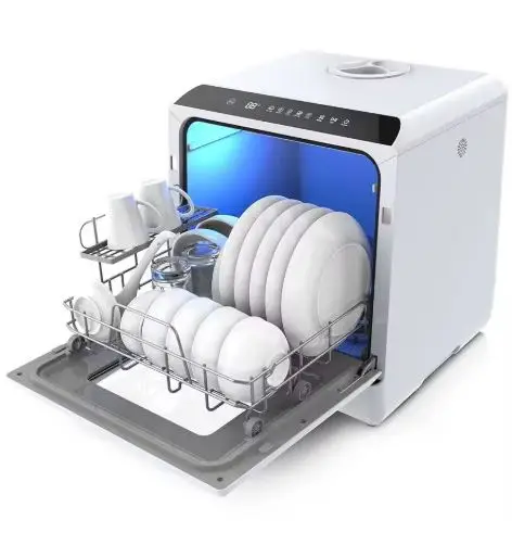 Portable Dishwasher, Mini Countertop with 5L Water Tank, No Hookup, 6 Washing Programs, Compact Design
