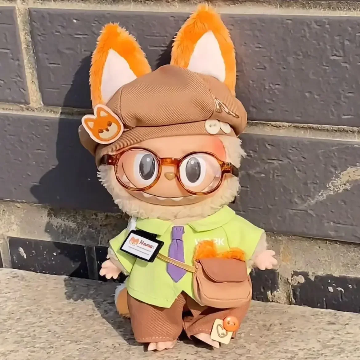 Für 17 cm Labubu Anhänger Puppe Kleidung Fuchs Kaninchen Kopfbedeckung Kawaii Cosplay Kostüm Outfit Set Mode Puppe Zubehör Geschenke