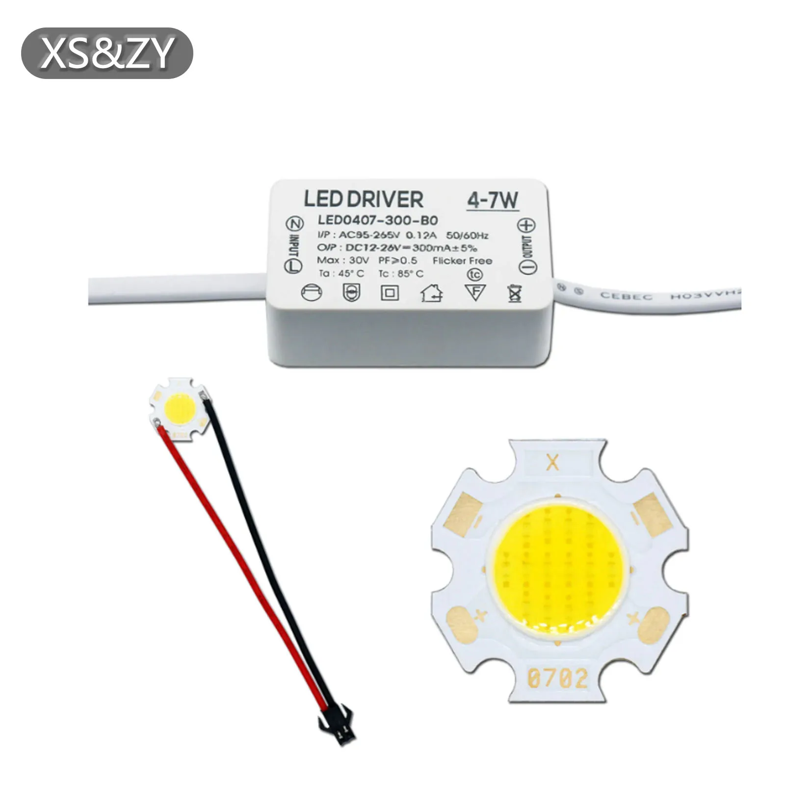 10 Sets LED Driver+Bridgelux Lamp Bead Chip AC85-265V 3W 5W 7W 10W 300mA Bulb Welding kit for LED Downlight Spot DIY