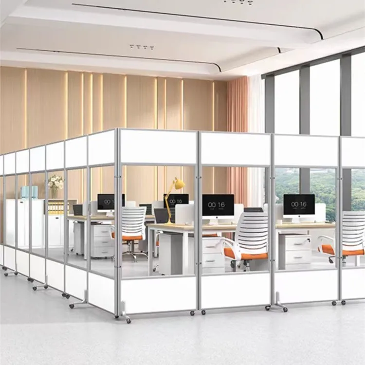 Push-pull screen baffle matte acrylic factory workshop activity folding mobile screen partition transparent office