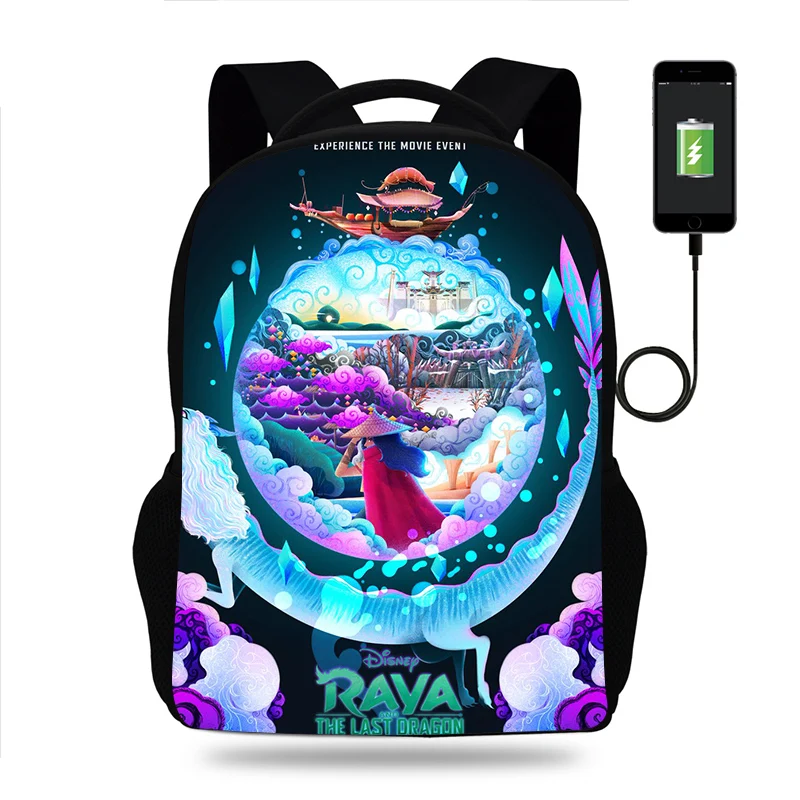 

Disney Raya and The Last Dragon Backpack Boys Girls School Bag Teenager Book Bags Men Women Rucksack USB Travel Knapsack Mochila