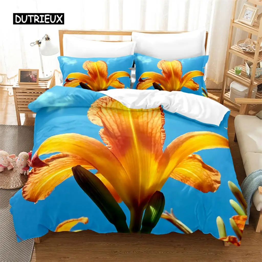 

Yellow Flowers Queen Bedding Set Duvet Cover Set Bedding Digital Printing Bed Linen King Size Duvet Cover Sets Bedding Set