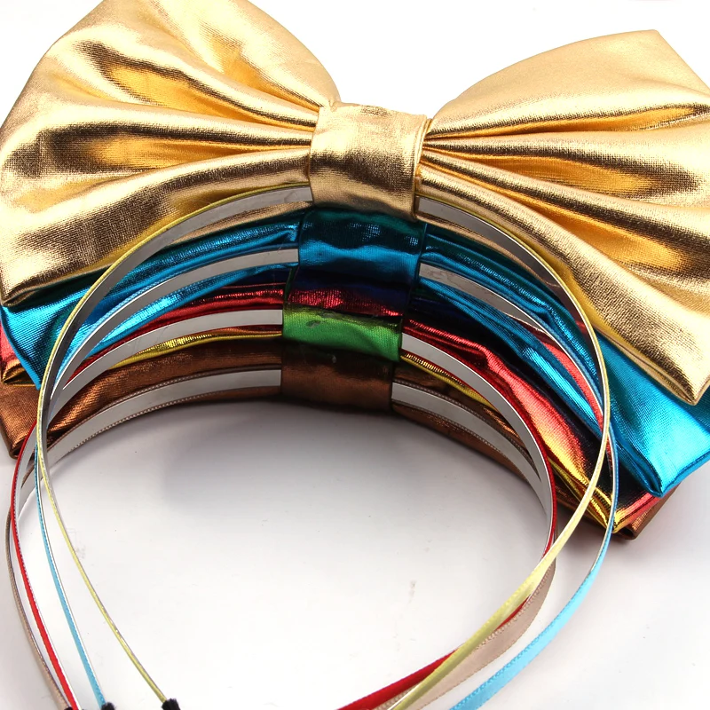 Fashion Mermaid Disney Headband Kid Summer 7\'\'Bow Metallic Big Bow Headband Headwear Girls Festival Party DIY Hair Accessories