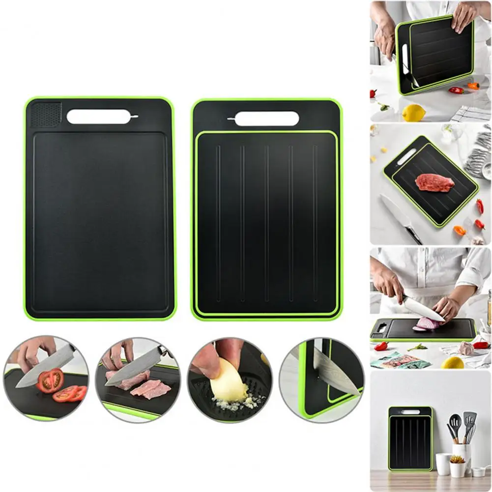 4 In 1 Multi-function Double-sided Chopping Board Cutting Board Knife Sharpener Aluminum Quick Thaw Food Chopping Board Grinder