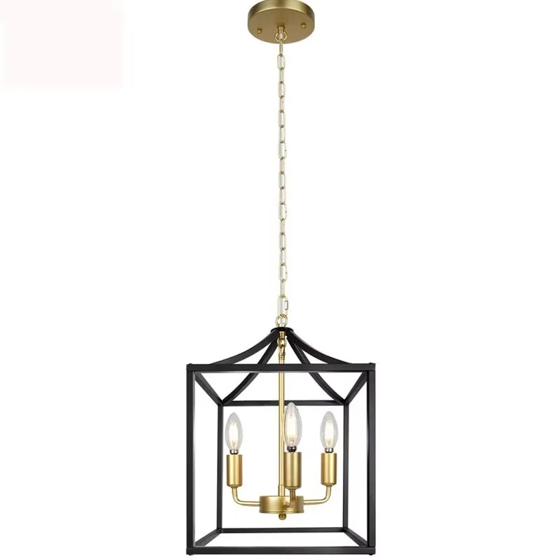 

American Iron art Chandelier Retro Industrial Farmhouse Dining Room Chandelier Kitchen Corridor Living Room Black Droplight