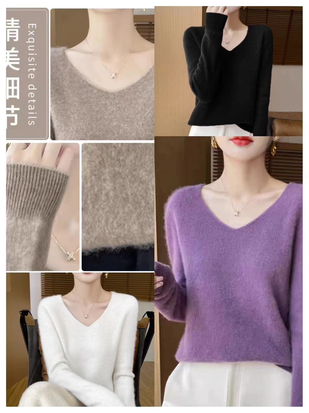 

Autumn Winter 100% Merino Wool Women V-Neck Pullover Sweater Warm Soft Cashmere Knitwear Jumper Fashion Casual Female Clothes