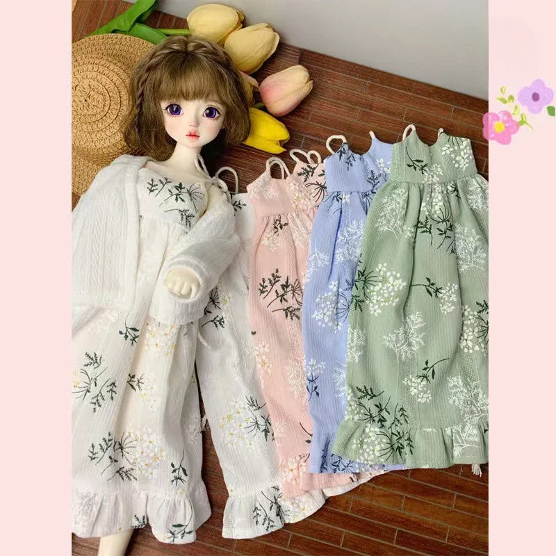 1/4 Doll's Clothes Suit for 45cm Bjd Doll Printing Strap Dress Cotton Clothing Dress Up Toys Play House Doll Accessories,No Doll