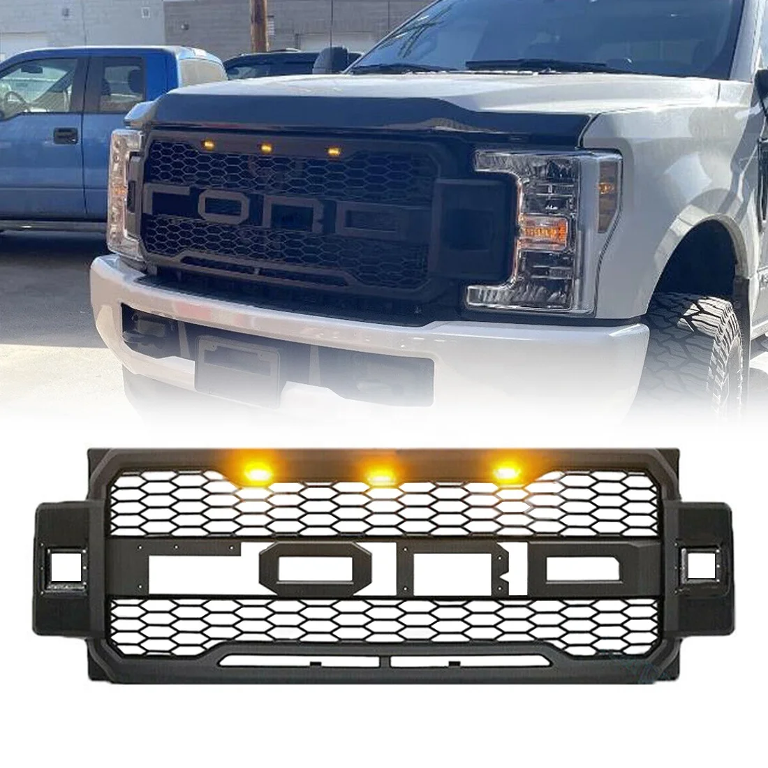 Custom Car Grills Raptor Style Front Bumper Grille With letters For Ford F350 F250 Grill 2017 2018 2019