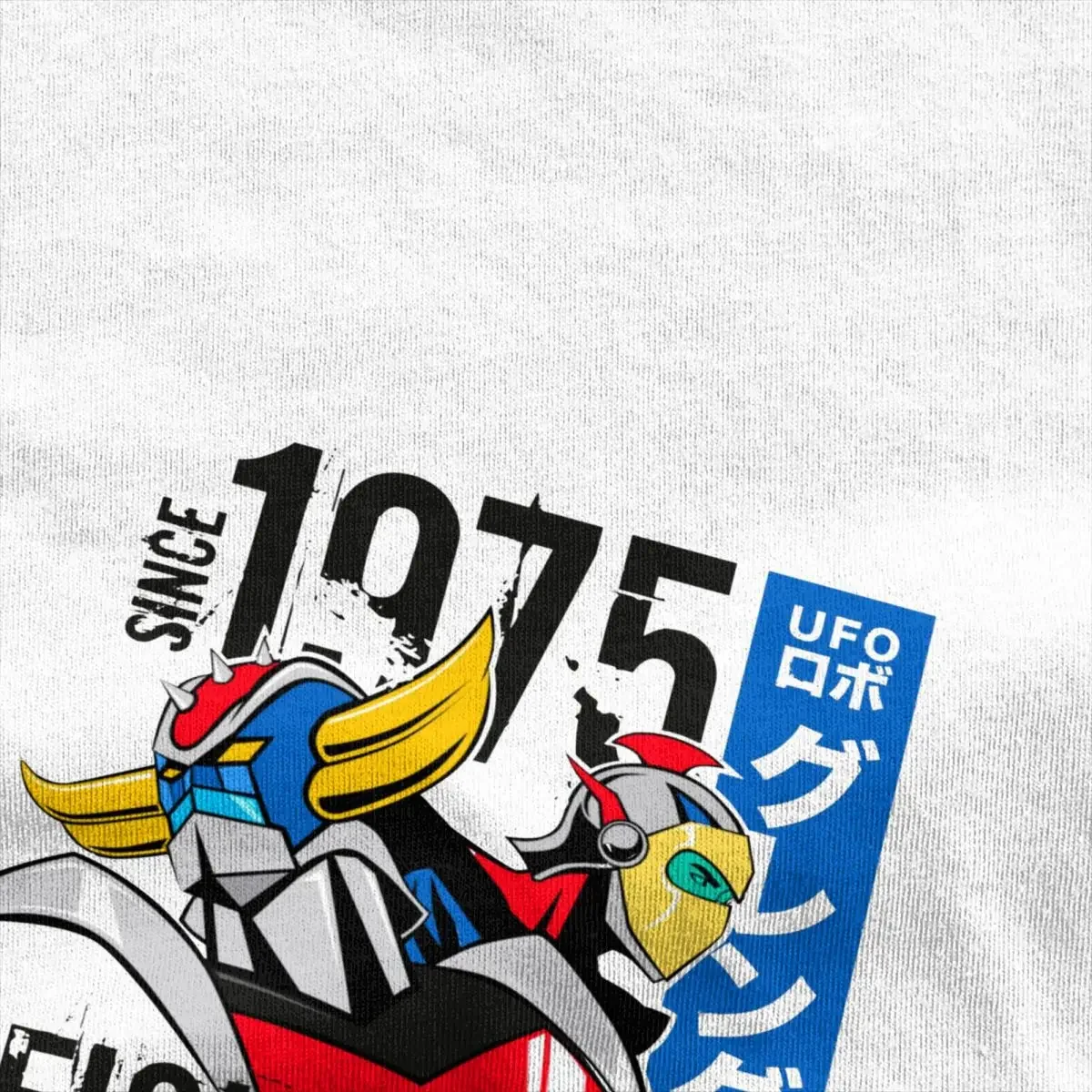 Funny Pure Cotton Tee Shirt Crew Neck Short Sleeve EU Size Tshirt 1975 UFO Robot Grendizer T Shirt Men Women UFO Robot Goldorak