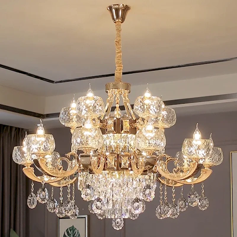 Light Luxury Crystal Chandelier Fashion Atmosphere Dining Room Light New Bedroom Light Villa Palace Living Room Lamp