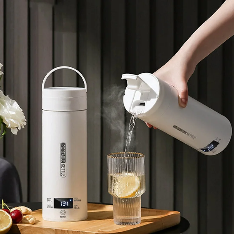 500ml Electric Kettle Portable Hot Kettle Cup Temperature Regulated Boiling Water Kettle Multifunctional Automatic Keep Warm Cup