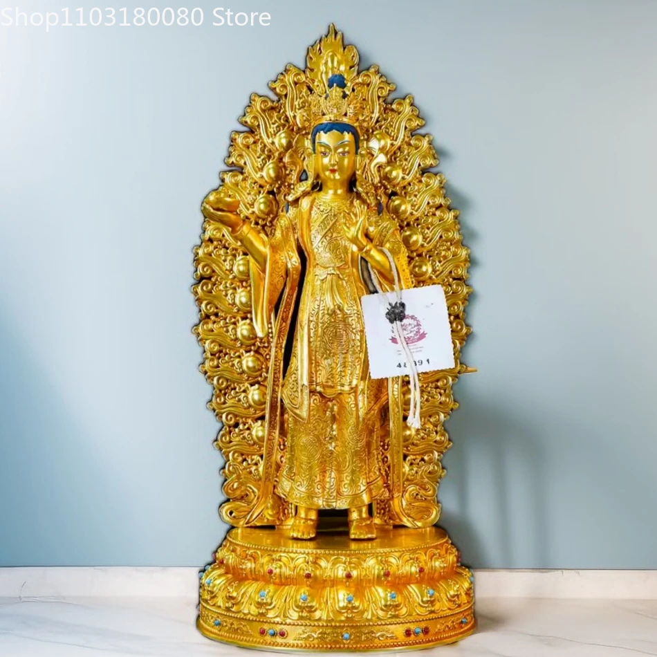 

32cm Copper Hand carving Gilding Yeshe Tsogyal jetsun buddha statue Tibet buddhism Large size For Home Temple decor