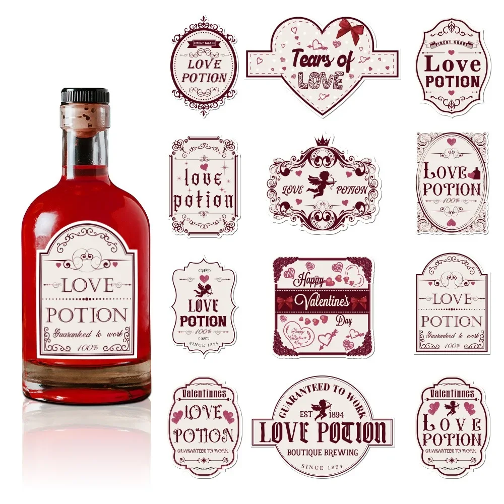 2025 Valentine's Day Party Sticker Love Potion Gift Label Wine Bottle Adhesive Stickers Happy Valentine's Party Decorations