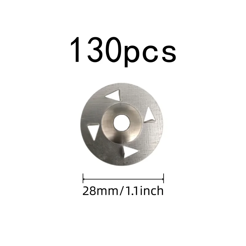 130 pcs 28mm Claw-Type Washers for Gypsum Board Fixing, Pre-Drilled Center Hole, Flat Stable Base, Multipurpose
