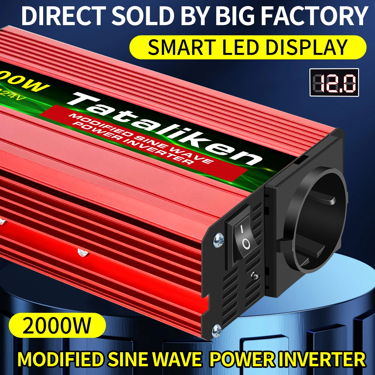 Adattatore convertitore per caricabatterie Inverter portatile da 1500W/2000W/2600W adattatore universale per presa ue accessori Auto DC 12V a AC 220V