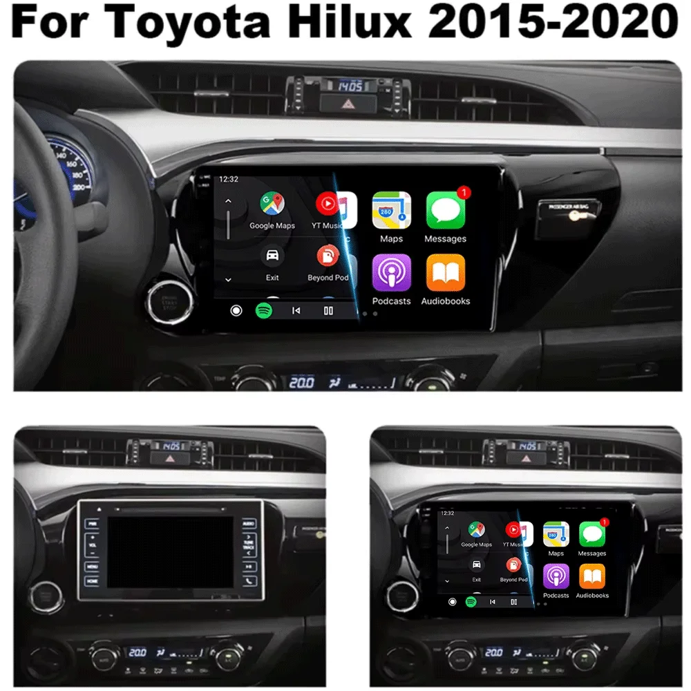 Car Radio Android 16 For TOYOTA HILUX PICK UP AN120 2015 - 2020 RHD/LHD Multimedia Video Player Receiver 5G DVD Wifi Carplay